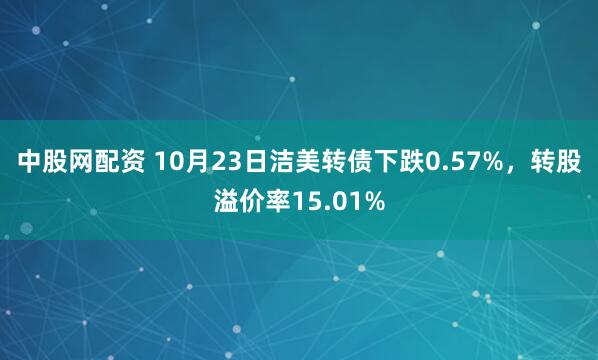 中股网配资 10月23日洁美转债下跌0.57%，转股溢价率15.01%